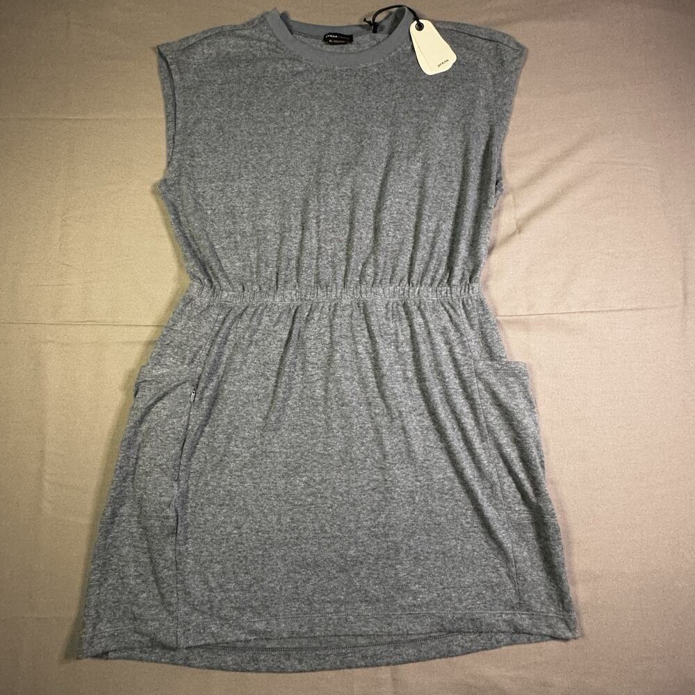 prAna Cozy Up Cut Out Dress Womens XL High Tide Heather Gray Hemp Blend NWT